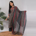 Teal Cotton Block Printed Kurta Pant Dupatta Set – Handcrafted Women's Ethnic Wear | Amarcharkha
