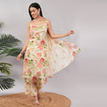 Ivory Blush Floral Sleeveless Cotton Kurta Pant Dupatta Set – Handcrafted Summer Ethnic Wear for Women | Amarcharkha