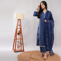 Indigo Cotton Bandhani Tie-Dye A-Line Long Kurta Pant Dupatta Set – Traditional Handcrafted Ethnic Wear | Amarcharkha
